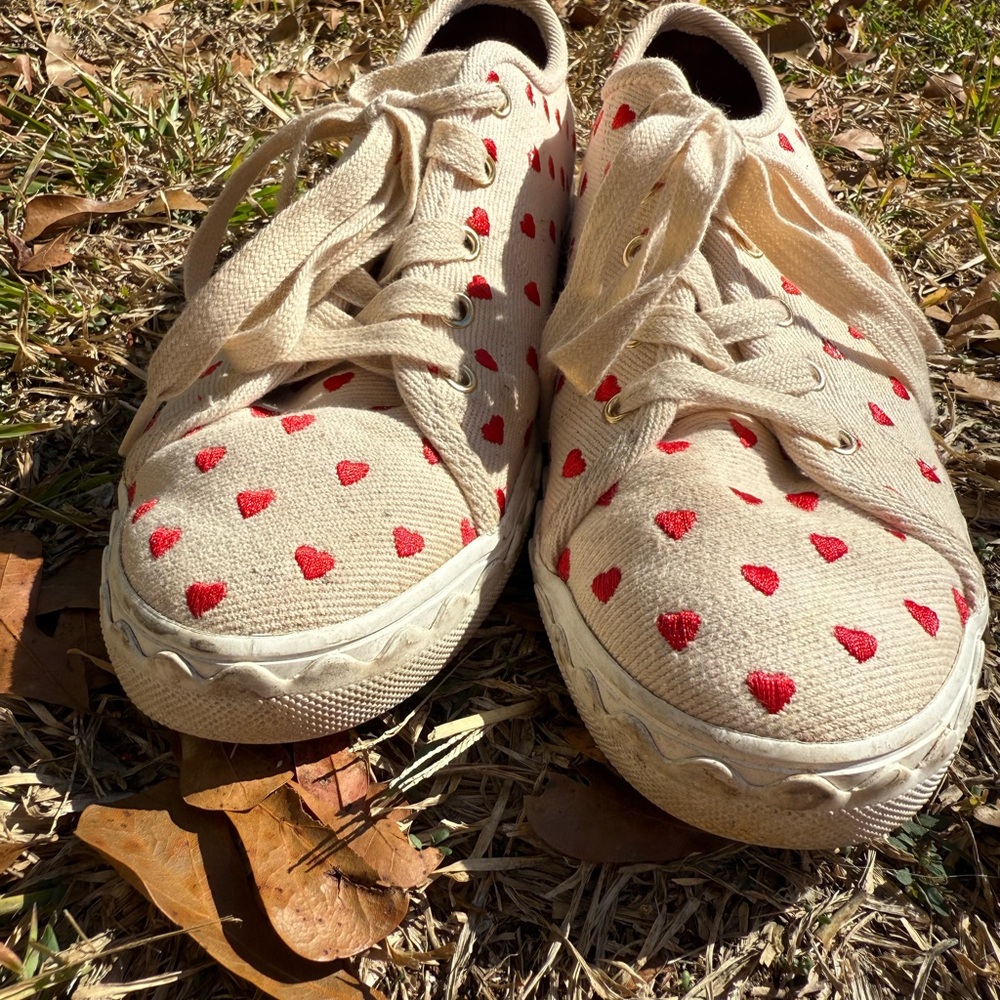 Kate Spade Cream and Red Heart Sneakers - Picture 4 of 8